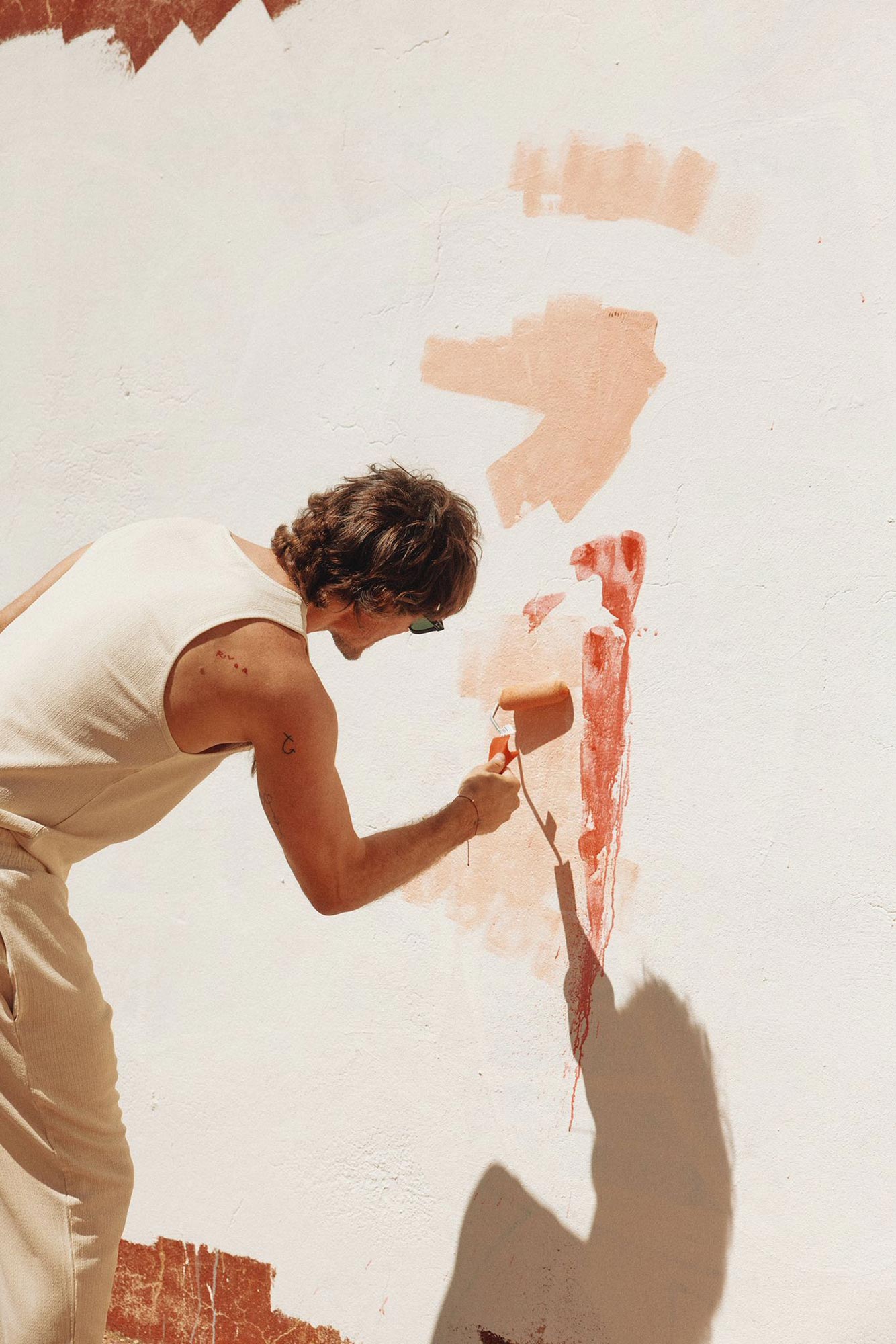 Jake Hall working on a painting